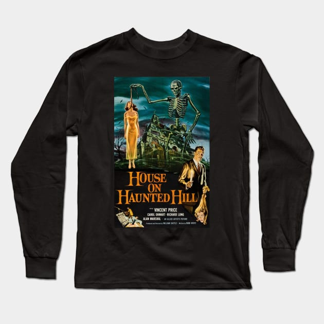 House on Haunted Hill Movie Poster Long Sleeve T-Shirt by MovieFunTime